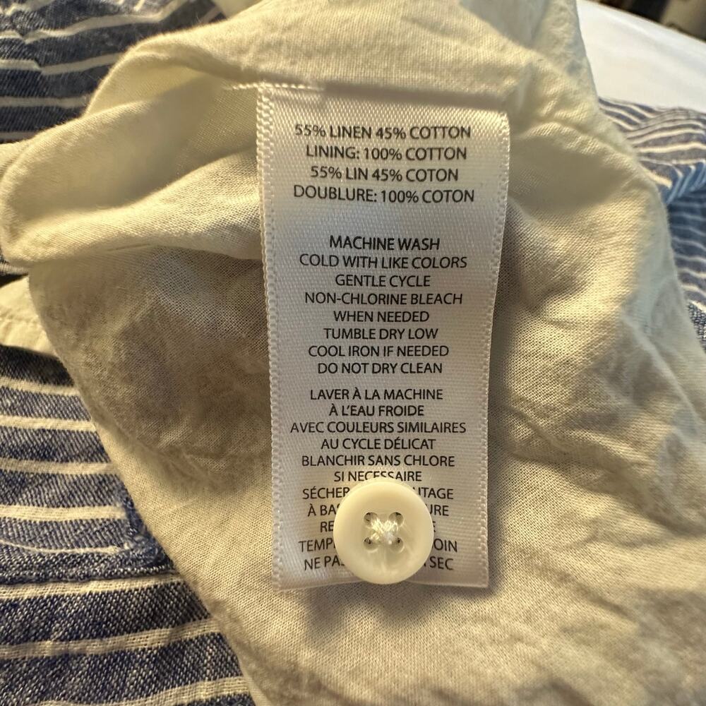 Beachlunchlounge Linen Striped Shift Dress Womens L Blue White Sleeveless - Picture 6 of 9